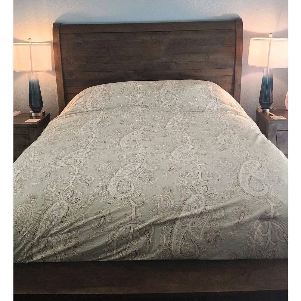 Ralph Lauren Marion Paisley Green Cotton Queen Reversible Comforter - Picture 3 of 8